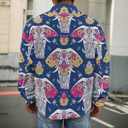 Indian Floral Elephant Pattern Print Men's Shirt Jacket