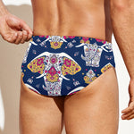 Indian Floral Elephant Pattern Print Men's Swim Briefs