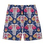Indian Floral Elephant Pattern Print Men's Swim Trunks