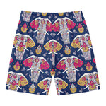 Indian Floral Elephant Pattern Print Men's Swim Trunks