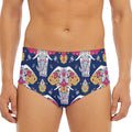 Indian Floral Elephant Pattern Print Men's Triangle Swim Briefs