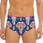 Indian Floral Elephant Pattern Print Men's Triangle Swim Briefs