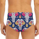 Indian Floral Elephant Pattern Print Men's Triangle Swim Briefs