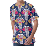 Indian Floral Elephant Pattern Print Men's Velvet T-Shirt