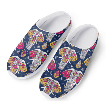 Indian Floral Elephant Pattern Print Mesh Casual Shoes
