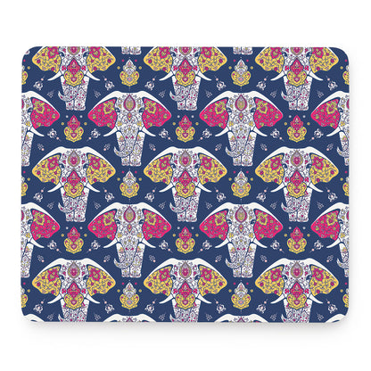 Indian Floral Elephant Pattern Print Mouse Pad