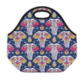 Indian Floral Elephant Pattern Print Neoprene Lunch Bag