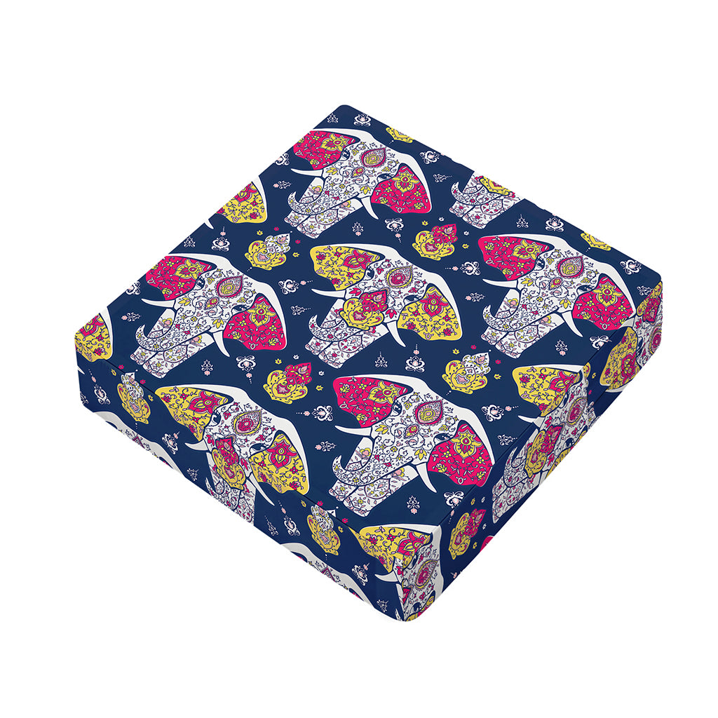 Indian Floral Elephant Pattern Print Outdoor Seat Cushion Cover