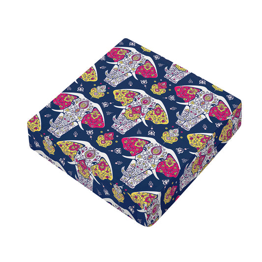 Indian Floral Elephant Pattern Print Outdoor Seat Cushion Cover