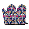Indian Floral Elephant Pattern Print Oven Mitts