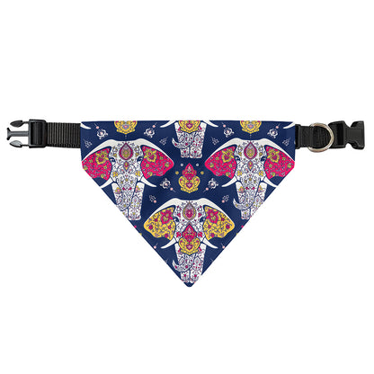 Indian Floral Elephant Pattern Print Over The Collar Dog Bandana