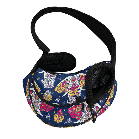 Indian Floral Elephant Pattern Print Pet Sling Carrier