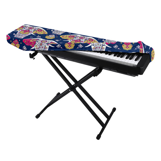 Indian Floral Elephant Pattern Print Piano Keyboard Cover