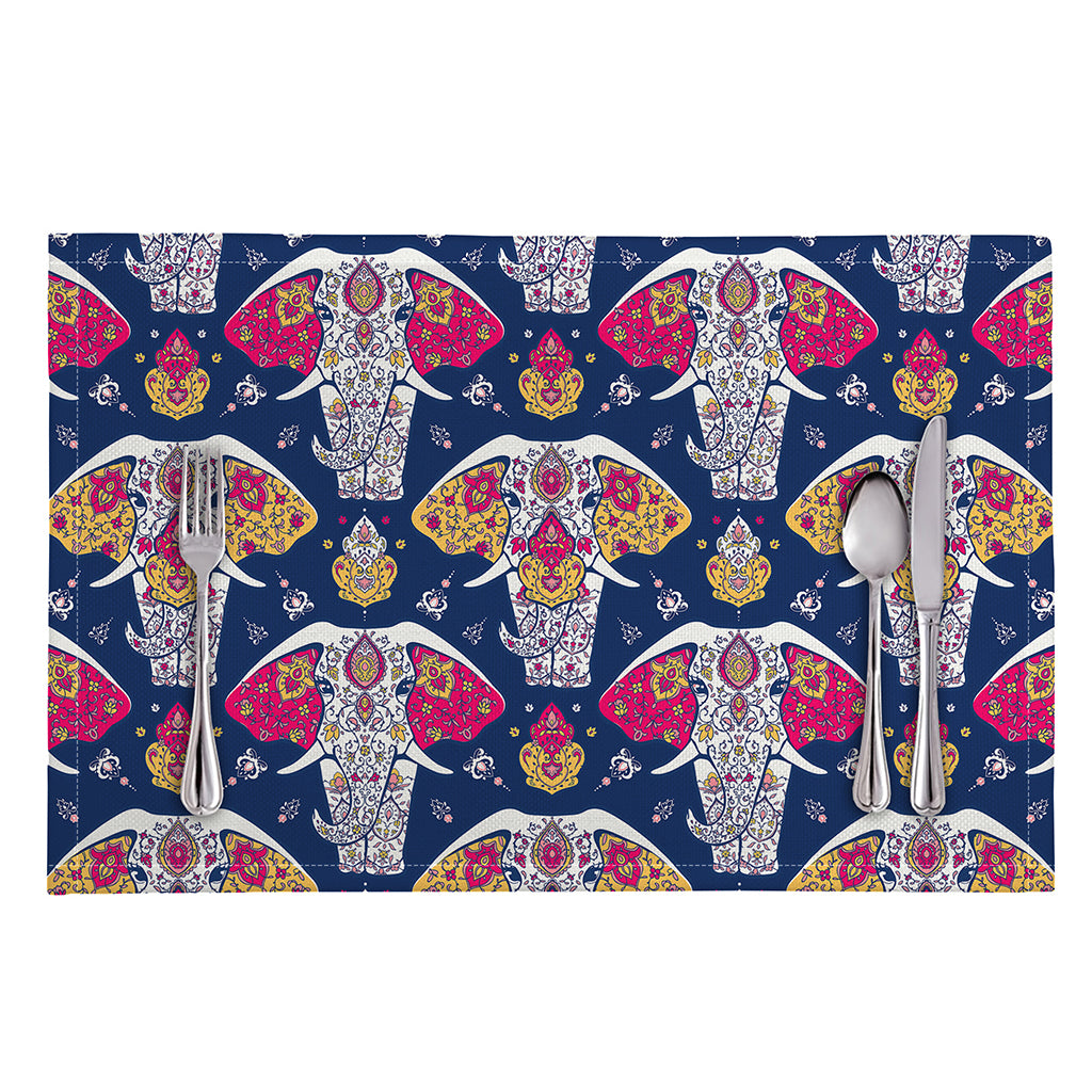 Indian Floral Elephant Pattern Print Placemat