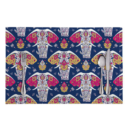 Indian Floral Elephant Pattern Print Placemat