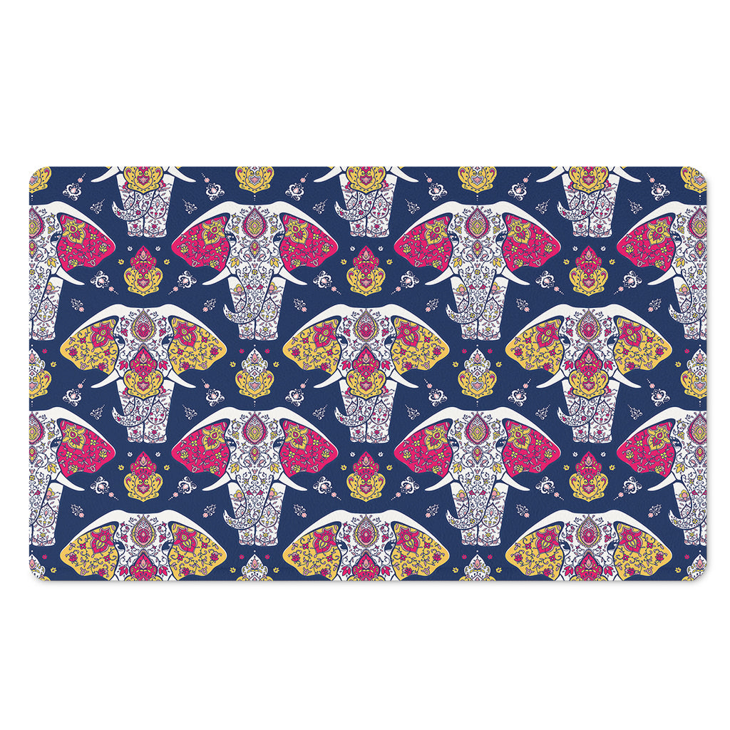 Indian Floral Elephant Pattern Print Polyester Doormat