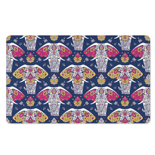 Indian Floral Elephant Pattern Print Polyester Doormat