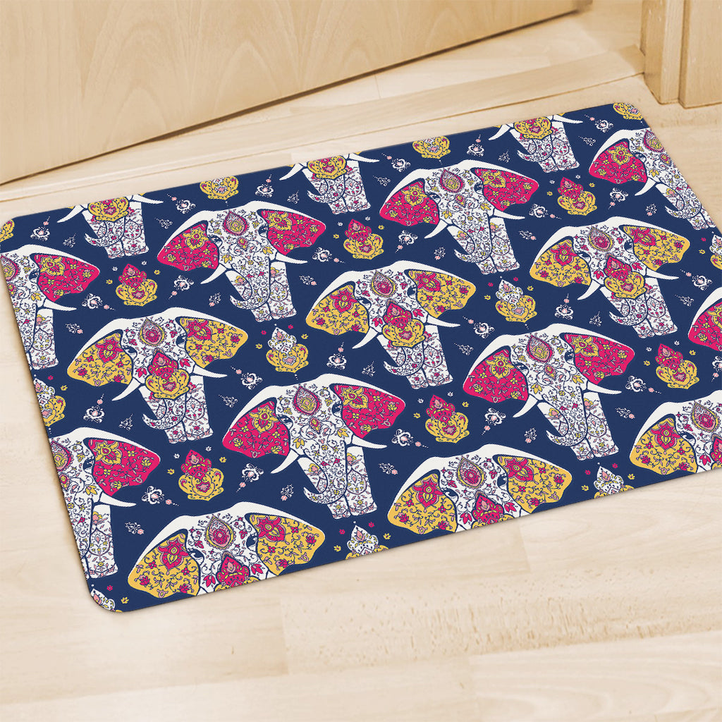 Indian Floral Elephant Pattern Print Polyester Doormat
