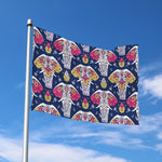 Indian Floral Elephant Pattern Print Polyester Flag