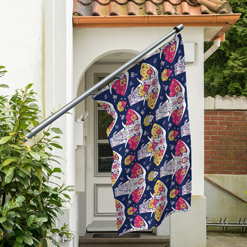 Indian Floral Elephant Pattern Print Polyester Flag