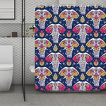 Indian Floral Elephant Pattern Print Polyester Shower Curtain