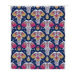 Indian Floral Elephant Pattern Print Polyester Shower Curtain