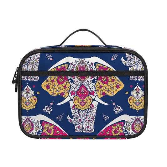 Indian Floral Elephant Pattern Print Portable Lunch Bag