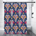 Indian Floral Elephant Pattern Print Premium Shower Curtain