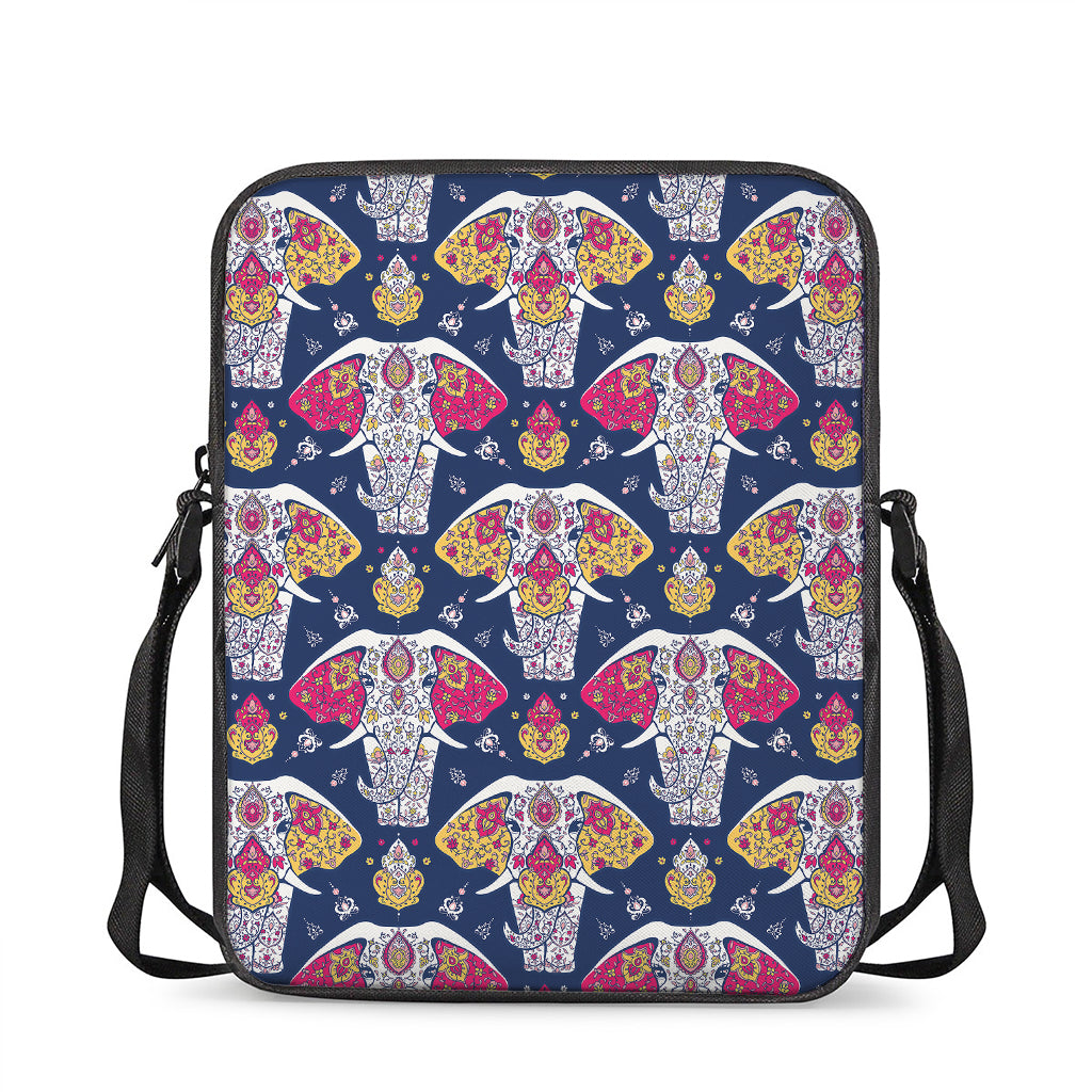 Indian Floral Elephant Pattern Print Rectangular Crossbody Bag