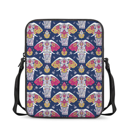 Indian Floral Elephant Pattern Print Rectangular Crossbody Bag
