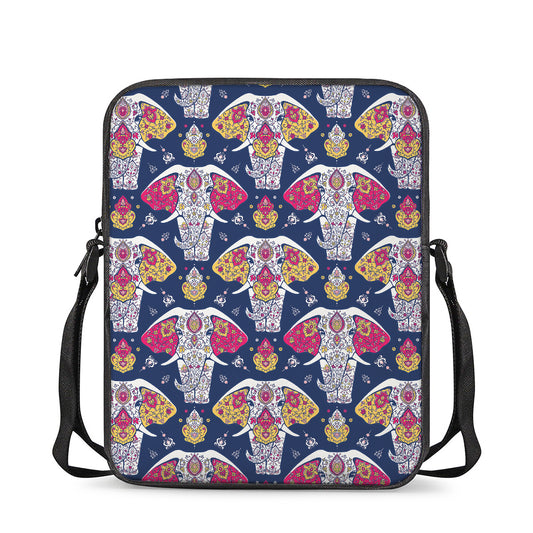 Indian Floral Elephant Pattern Print Rectangular Crossbody Bag