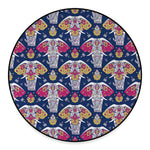 Indian Floral Elephant Pattern Print Round Floor Mat