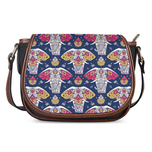 Indian Floral Elephant Pattern Print Saddle Bag