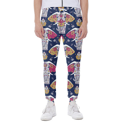 Indian Floral Elephant Pattern Print Scuba Joggers