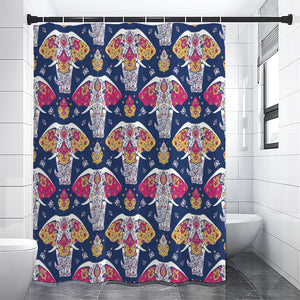 Indian Floral Elephant Pattern Print Shower Curtain