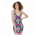 Indian Floral Elephant Pattern Print Sleeveless Bodycon Dress