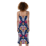 Indian Floral Elephant Pattern Print Slim Fit Midi Cami Dress