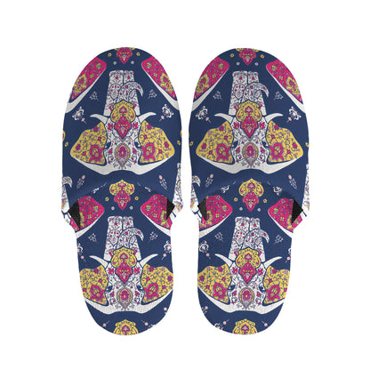 Indian Floral Elephant Pattern Print Slippers