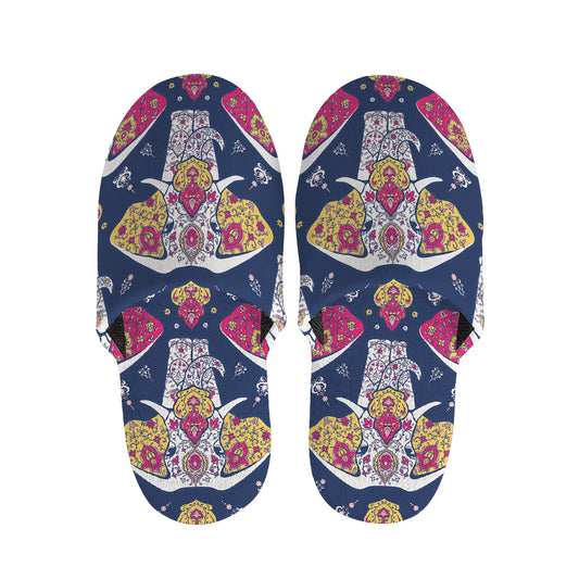 Indian Floral Elephant Pattern Print Slippers