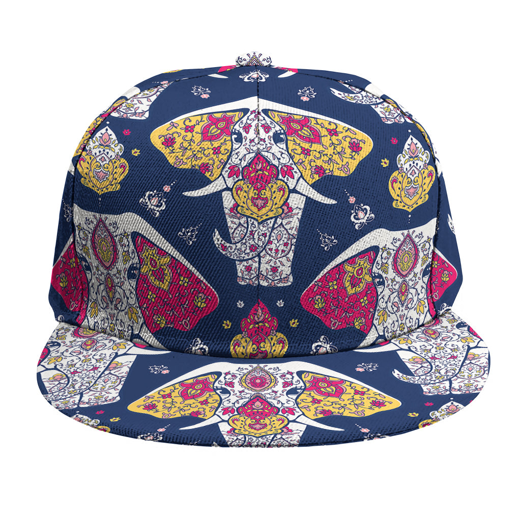Indian Floral Elephant Pattern Print Snapback Cap