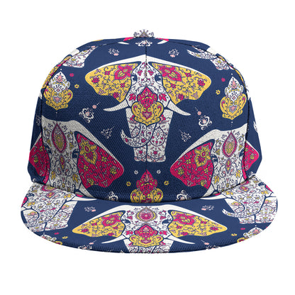 Indian Floral Elephant Pattern Print Snapback Cap