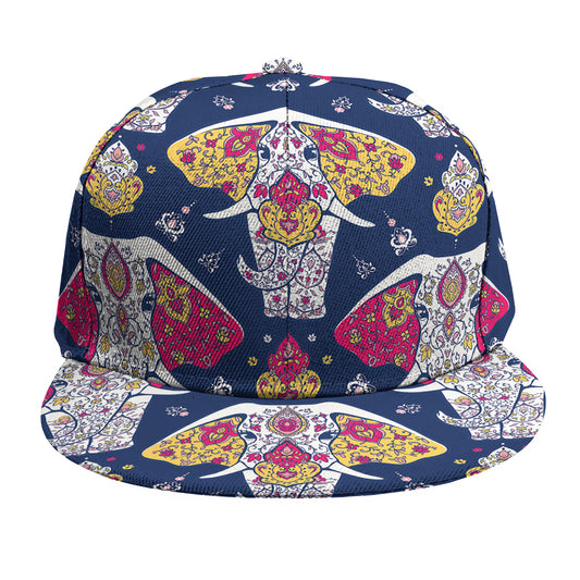 Indian Floral Elephant Pattern Print Snapback Cap