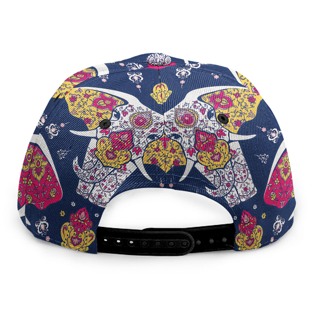 Indian Floral Elephant Pattern Print Snapback Cap