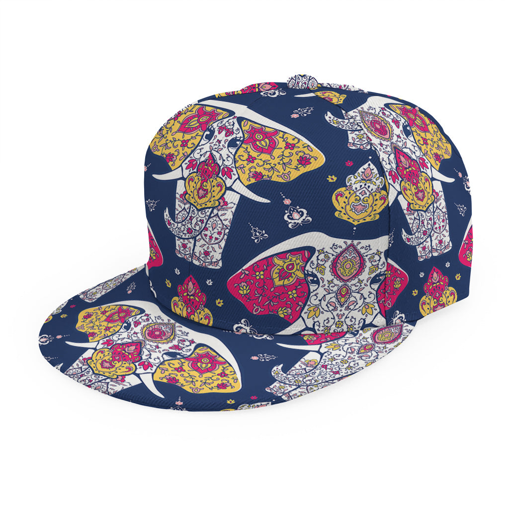 Indian Floral Elephant Pattern Print Snapback Cap