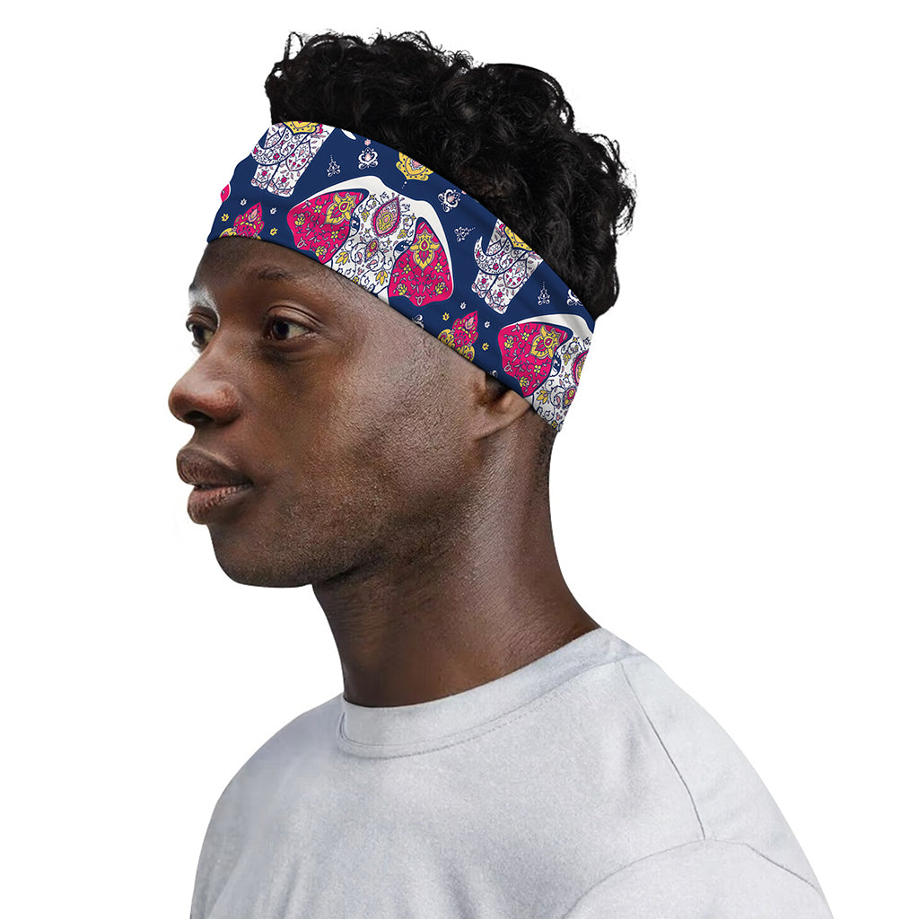 Indian Floral Elephant Pattern Print Sports Headband