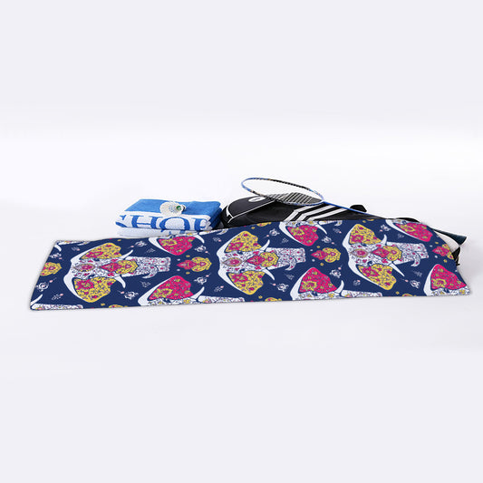 Indian Floral Elephant Pattern Print Sports Towel
