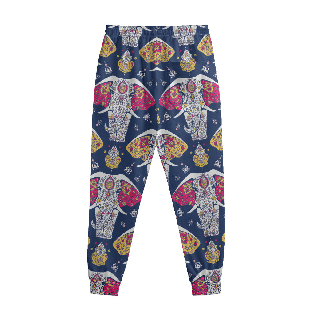 Indian Floral Elephant Pattern Print Sweatpants