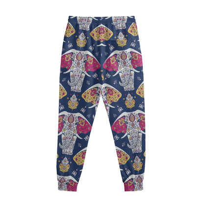 Indian Floral Elephant Pattern Print Sweatpants