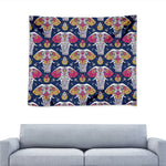 Indian Floral Elephant Pattern Print Tapestry