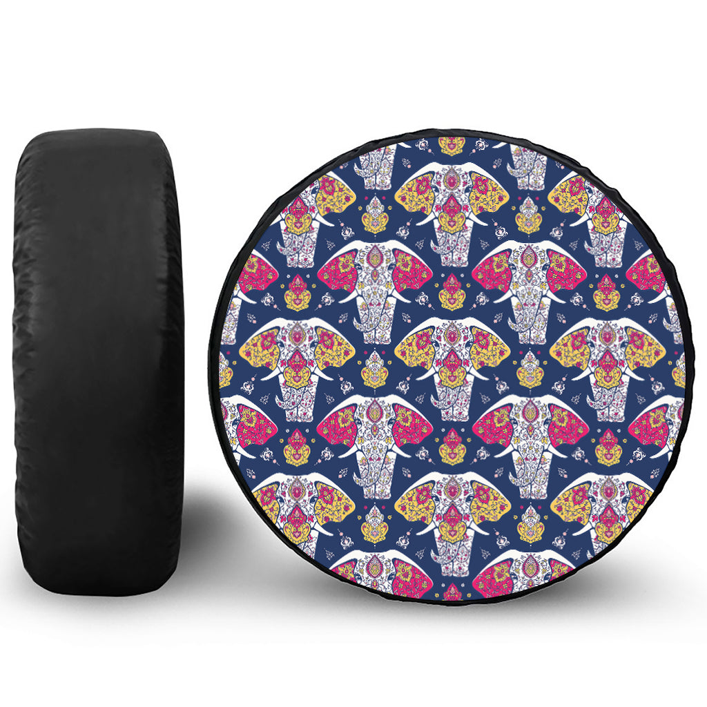 Indian Floral Elephant Pattern Print Tire Cover